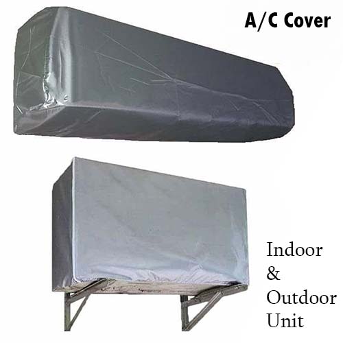 Pack of 2 Dust proof Ac Cover For Indoor & Outdoor Unit - 1.5 Ton -Parachute Silver 100% Water Proof