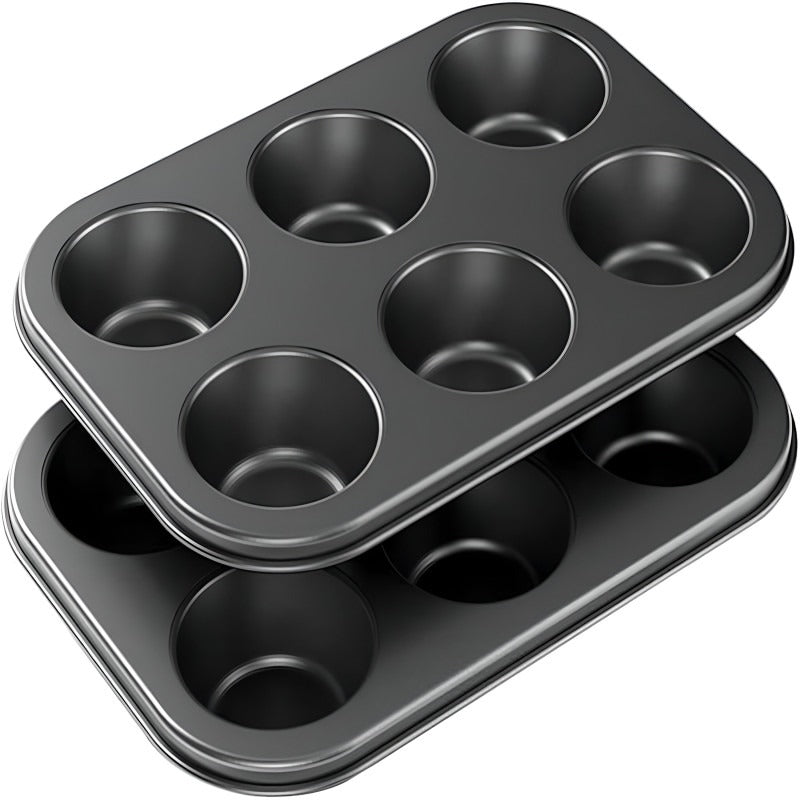 Model Number: 231 Black Carbon Steel 6 Muffin & Cup Cake Mold Tray