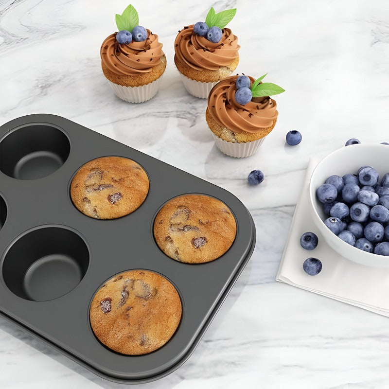 Model Number: 231 Black Carbon Steel 6 Muffin & Cup Cake Mold Tray