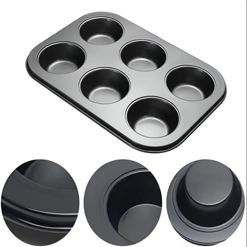 Model Number: 231 Black Carbon Steel 6 Muffin & Cup Cake Mold Tray